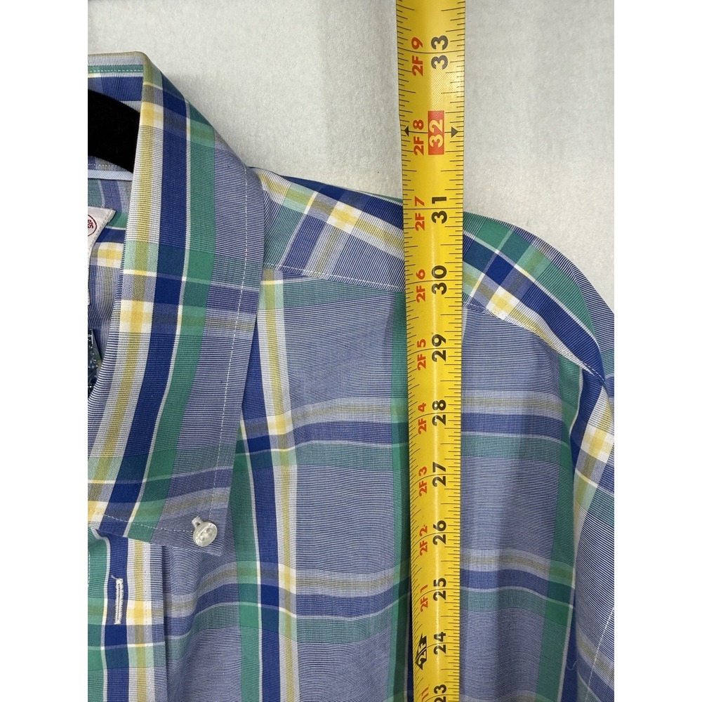 Brooks Brothers Men's Madison Blue Plaid Long Sleeve Button Down Shirt Size L - Picture 3 of 4